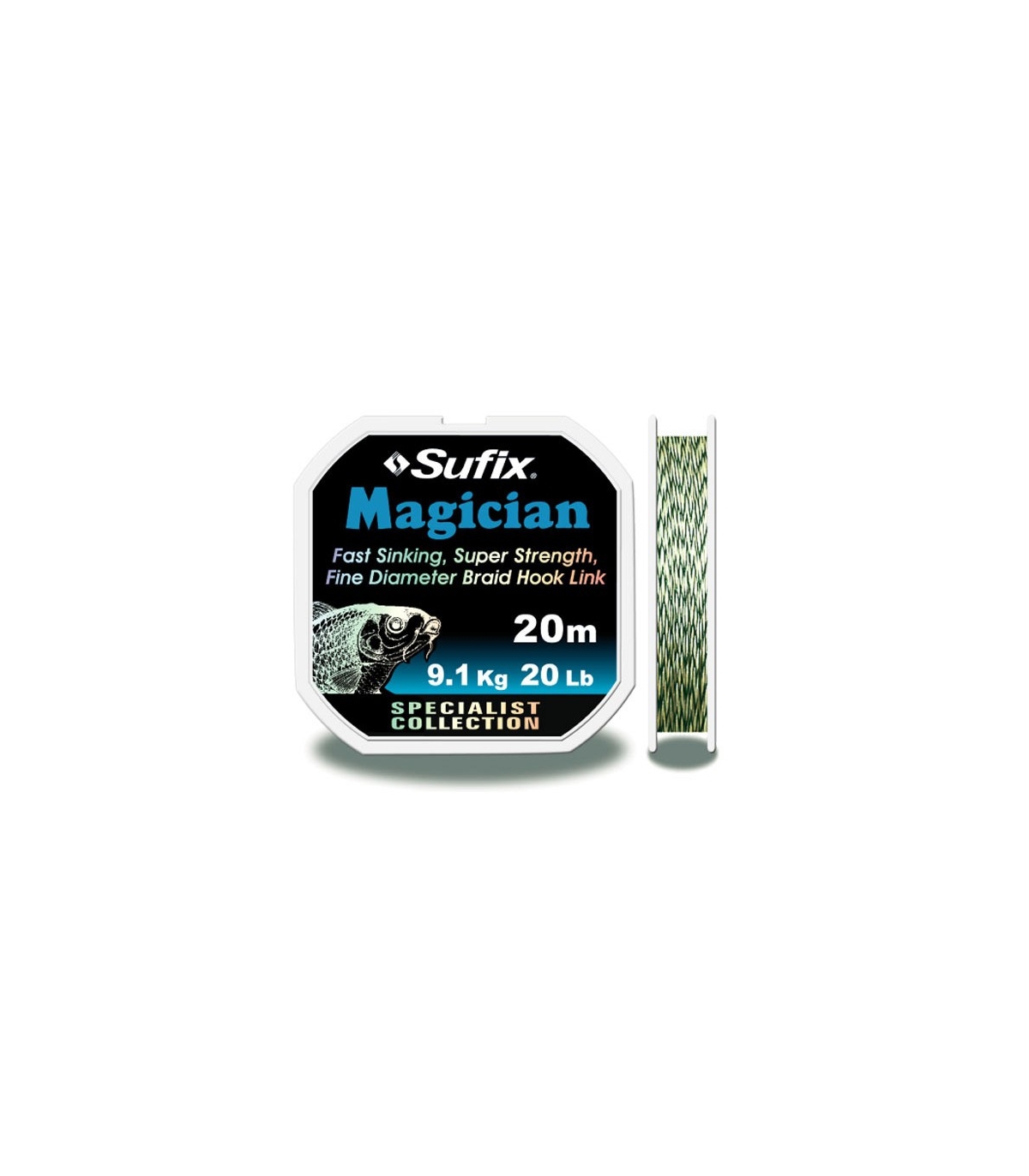 Tresse Bas De Ligne Sufix Magician 20lb (12kg) 20m (neuf, Pêche Carpe)