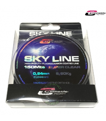 CINNETIC SKY LINE SUPER CLEAR 150M 0,24MM 8.60KG MONOFILAMENTO RECUBIERTO DE FLUOROCARBONO
