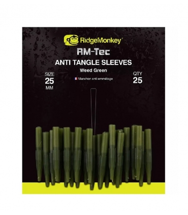 RIDGEMONKEY RM-TEC ANTI TANGLE SLEEVES WEED GREEN SIZE 25MM QTY 25