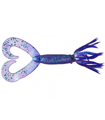 GARY YAMAMOTO 5"DOUBLE TAIL HULA GRUB JUNE BUG PURPLE W/EMERALD FLAKE
