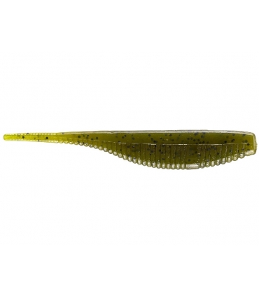 YAMAMOTO FAT SHAD SHAPE WORM 4" GREEN PUMPKING BLACK FLAKE