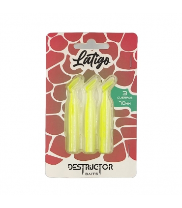 DESTRUCTOR BAITS PACK 3 CUERPOS 70MM WHITE CHARTREUSE