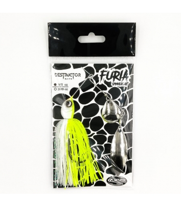 DESTRUCTOR BAITS FURIA SPINNERBAITS 1/2OZ WHITE CHARTREUSE