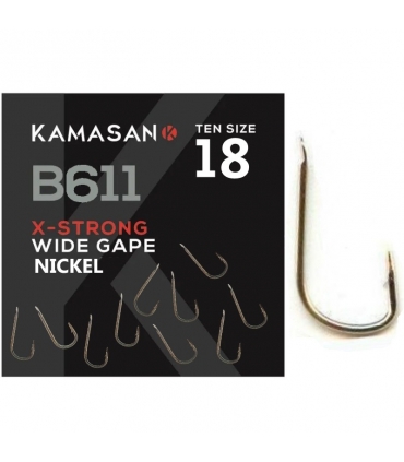 KAMASAN B611 SPADES BARBED X-STRONG WIDE GAPE NICKEL Nº16