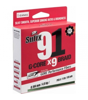 SUFIX 91 BRAID 120 MT GREEN 0.128 MM 14LB