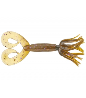 GARY YAMAMOTO 4"DOUBLE TAIL HULA GRUB GREEN PUMPKIN W/PURPLE & COPPER FLAKE 330