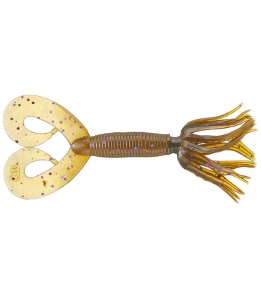 GARY YAMAMOTO 4"DOUBLE TAIL HULA GRUB GREEN PUMPKIN W/PURPLE & COPPER FLAKE 330