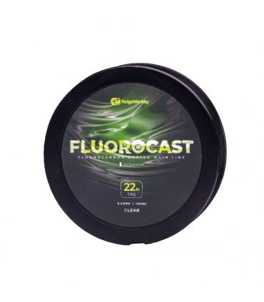 RIDGEMONKEY FLUOROCAST CLEAR 0.42MM 1000MT 22LB FLUORO COATED MAINLINE
