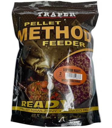 TRAPER PELLETS METHOD FEEDER READY 2MM 500GR BLOODWORM MAGGOTS