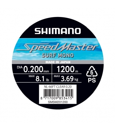 SHIMANO LINE SPEEDMASTER SURF 1200MT 0.20MM 3.68KG GREY